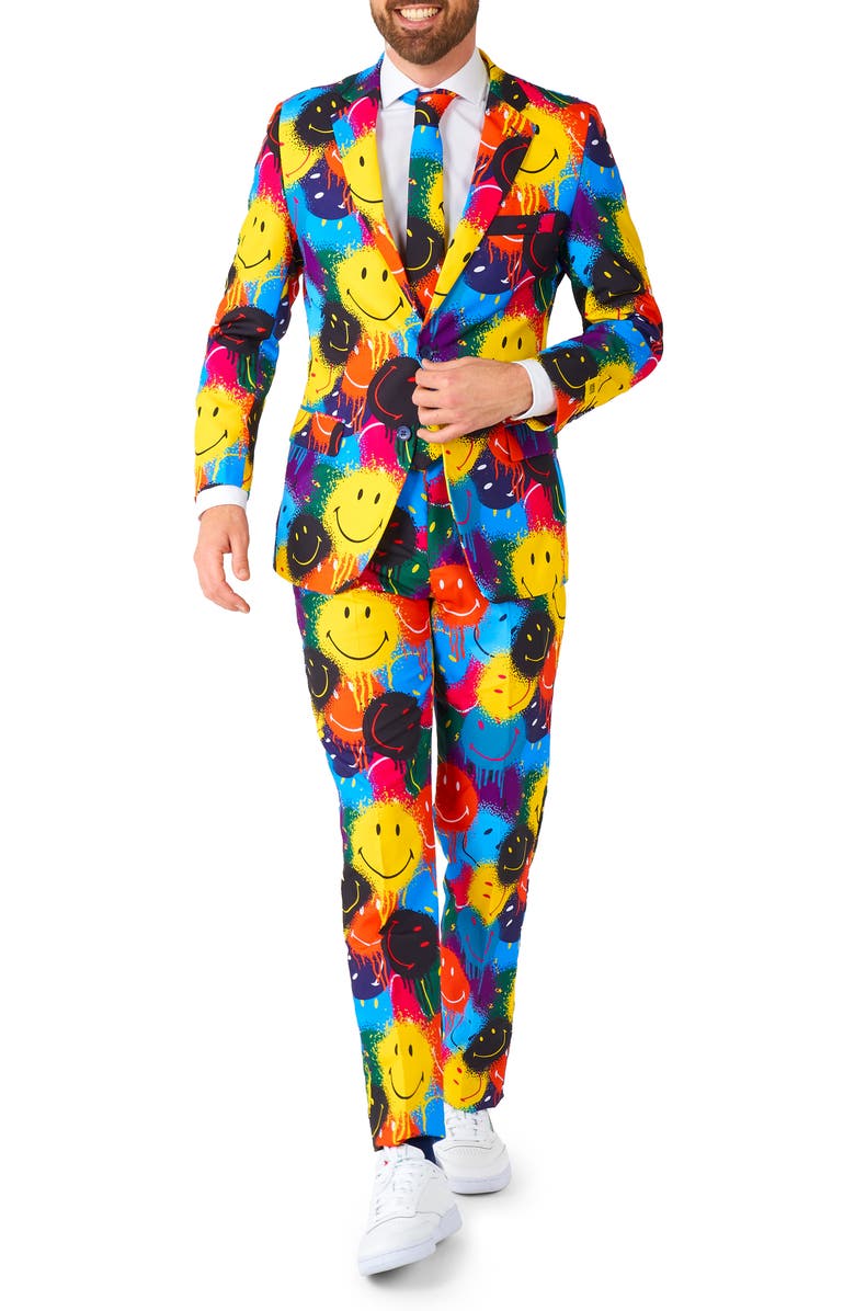 OppoSuits Smiley Drip 3-Piece Tuxedo Set, Main, color, Yellow Multi