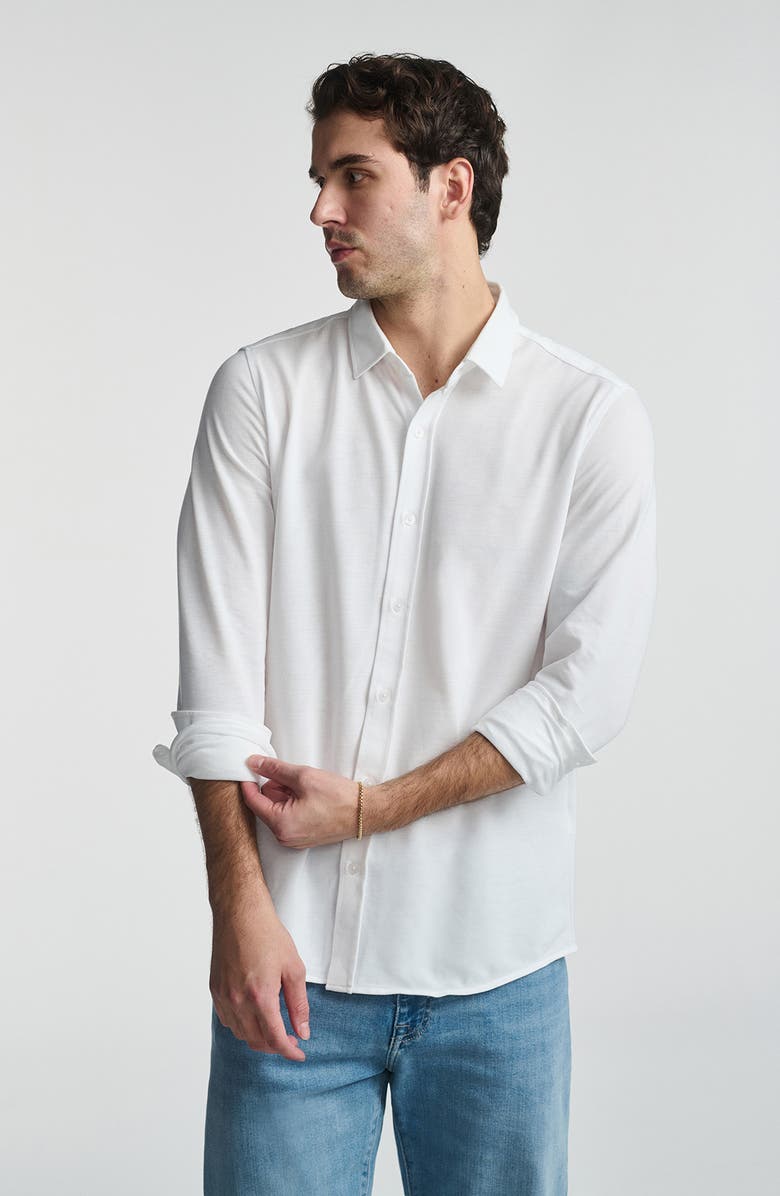 Mavi Jeans Piqué Button-Up Shirt, Alternate, color, White