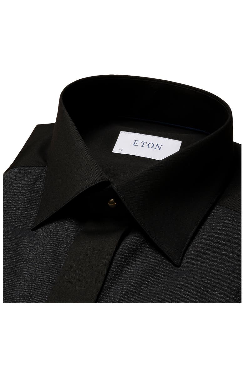 Slim Fit Metallic Piqué Tuxedo Dress Shirt, Alternate, color, BLACK