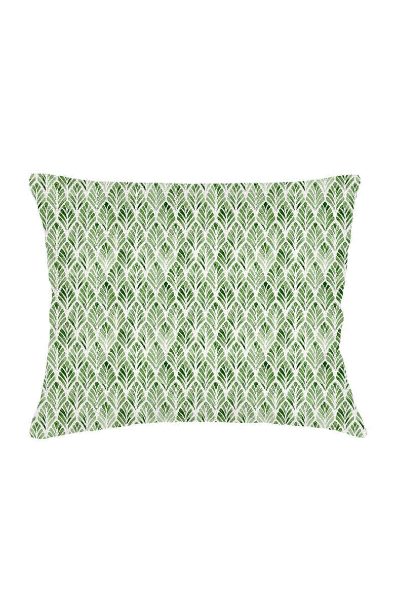 Green Geo Palm Velvet Pillow with Down Insert, Alternate, color, Green