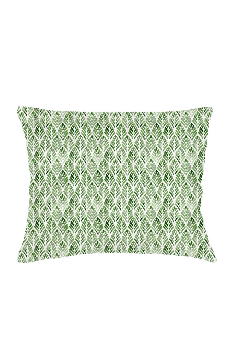 Anaya Green Geo Palm Velvet Pillow with Down Insert, Alternate, color, Green