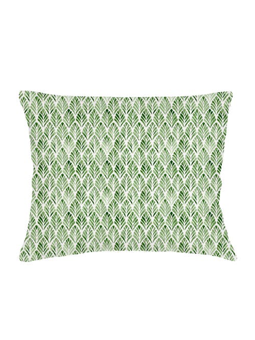 Anaya Green Geo Palm Velvet Pillow With Down Alternative Insert In Green
