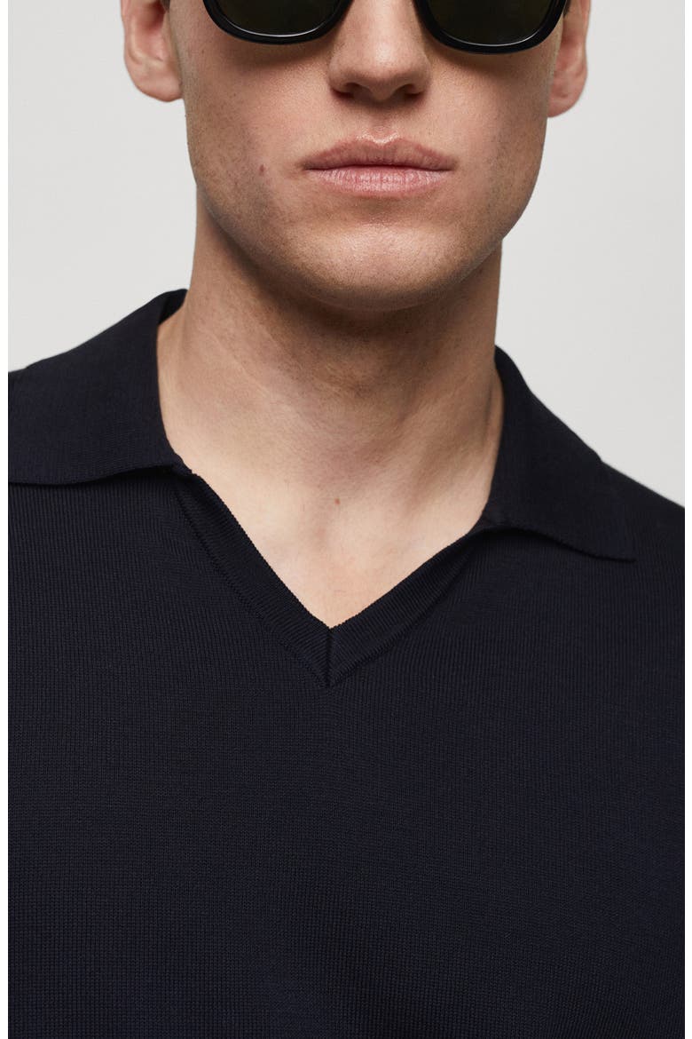 Johnny Collar Cotton Polo Sweater, Alternate, color, DARK NAVY