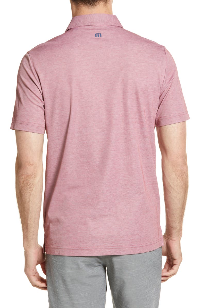 TravisMathew Over the Water Cotton Blend Performance Polo, Alternate, color, Heather Ruby Wine