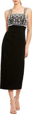 Mac Duggal Fitted Embellished Column Midi Dress