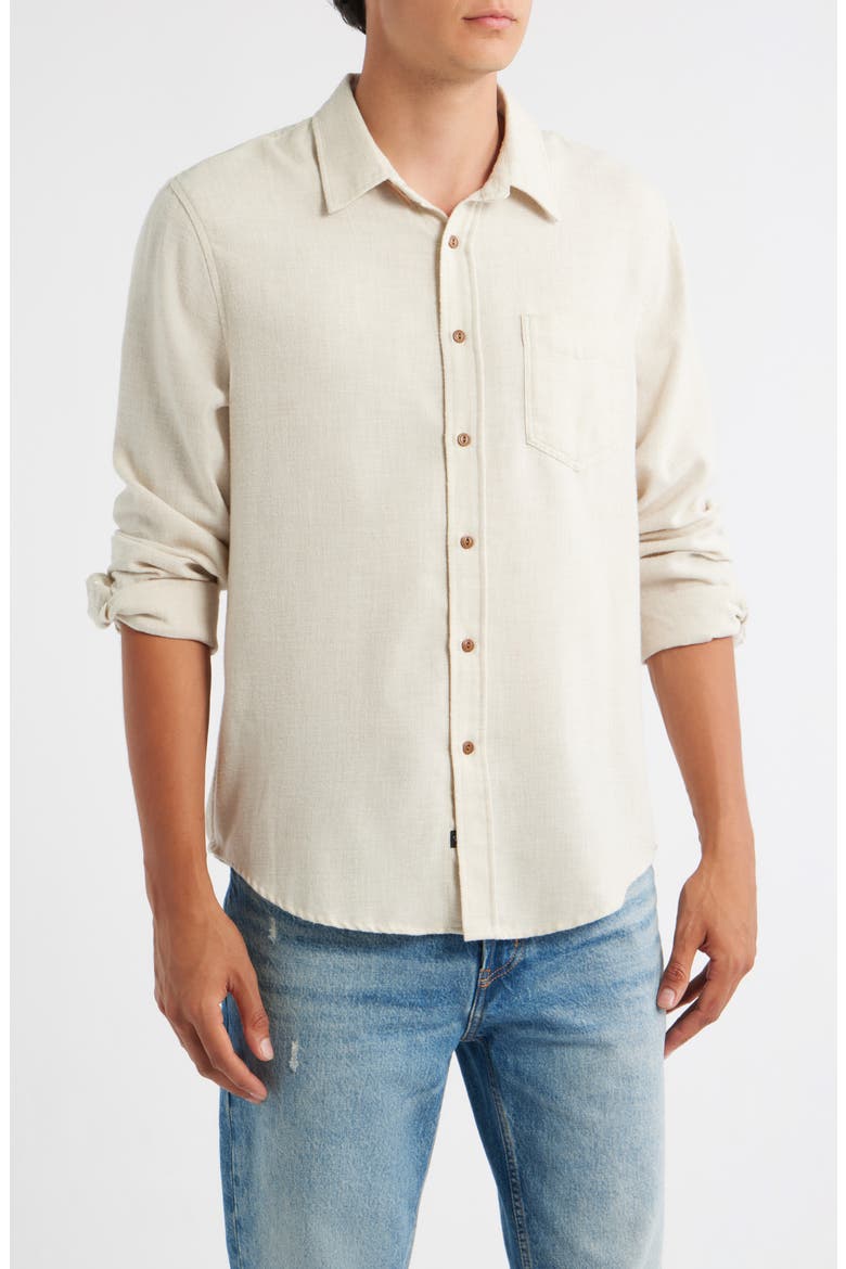 Runson Relaxed Fit Flannel Button-Up Shirt, Main, color, CREAM HEATHER