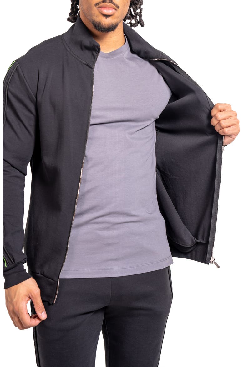 Zipper Resistanceneon Black Knit Track Jacket, Alternate, color, BLACK