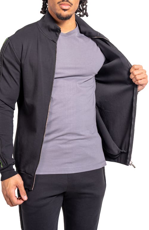 Maceoo Zipper Resistanceneon Black Knit Track Jacket In Black