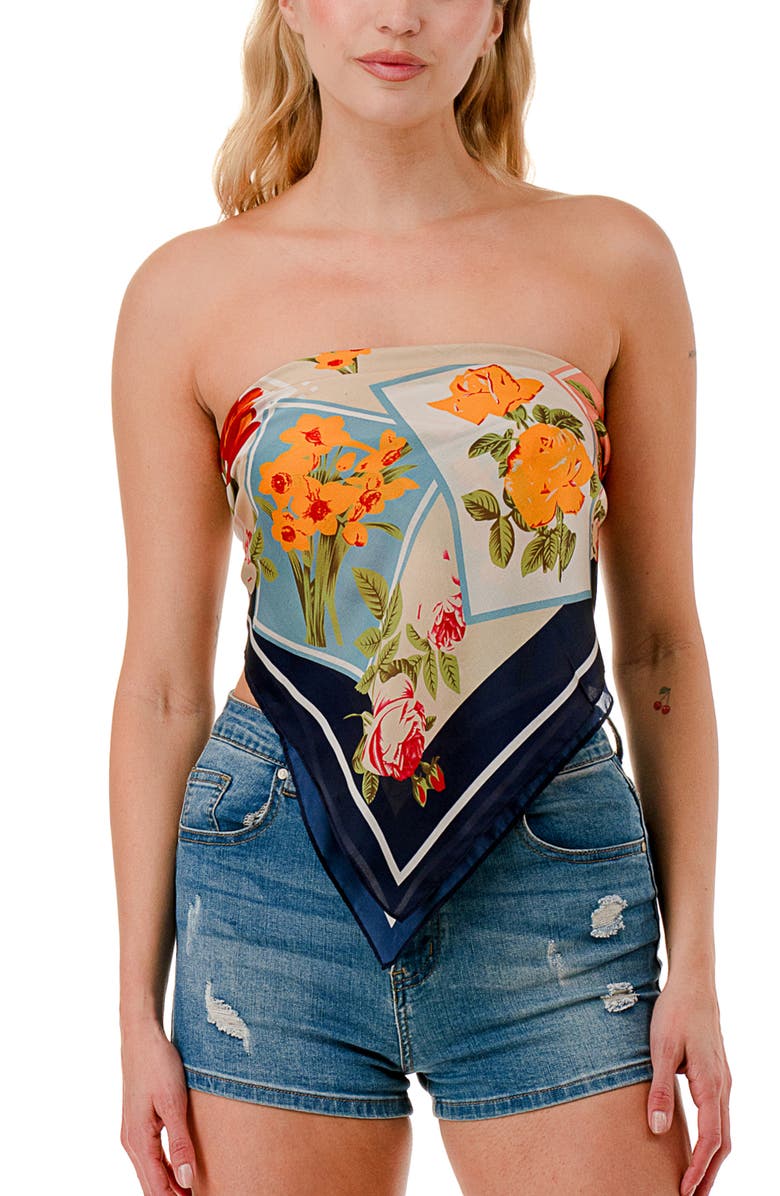 MARCUS ADLER Floral Satin Square Scarf, Alternate, color, 