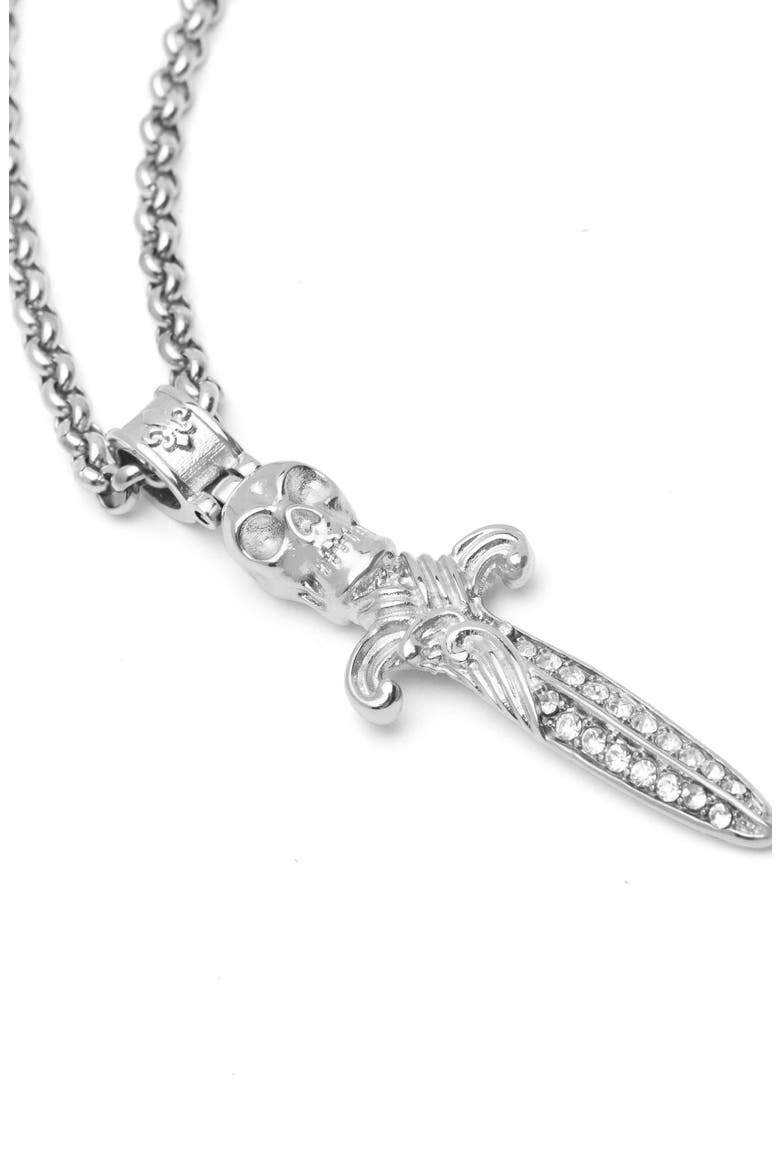 Skull Sword Necklace, Alternate, color, Silver