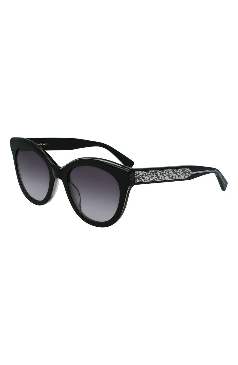 Longchamp LGP Monogram 54mm Cat Eye Sunglasses, Alternate, color, Black