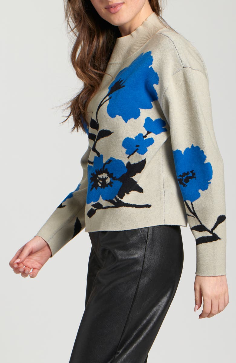 APNY Floral Mock Neck Sweater, Alternate, color, Blue Multi