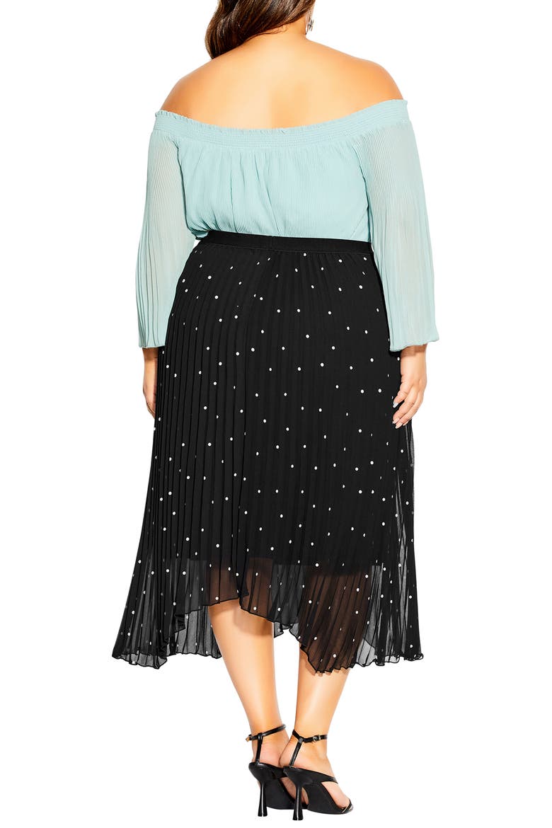 Polka Dot Pleated Skirt, Alternate, color, POLKA DOT