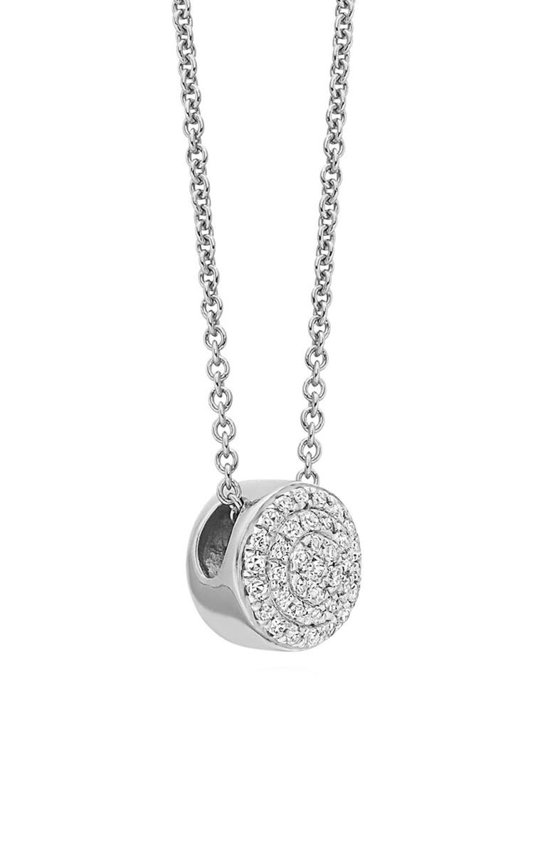 Monica Vinader Ava Diamond Button Pendant Necklace, Main, color, Silver