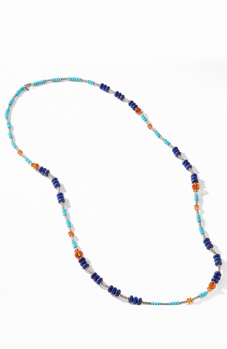 David Yurman Cable Stick Signature Bead Necklace with Lapis and 18K Yellow Gold, Alternate, color,