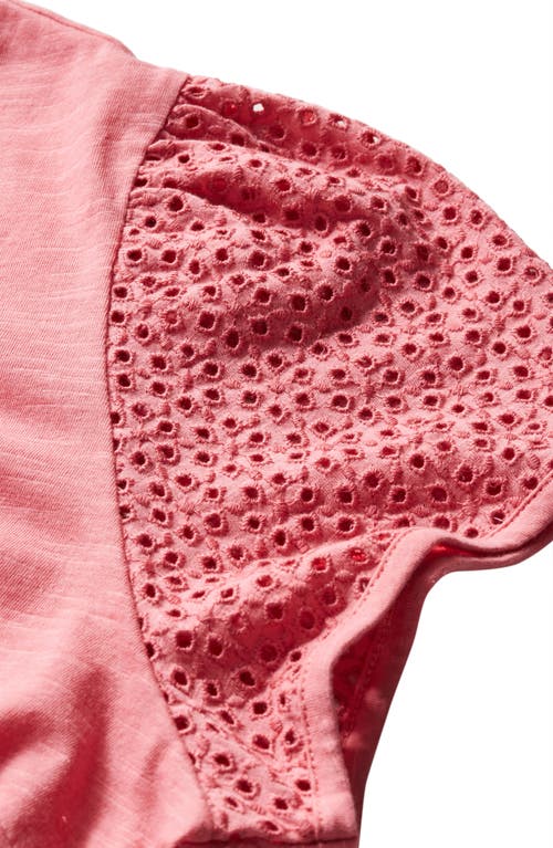 City Chic Linny Eyelet Puff Sleeve Cotton Top In Pink