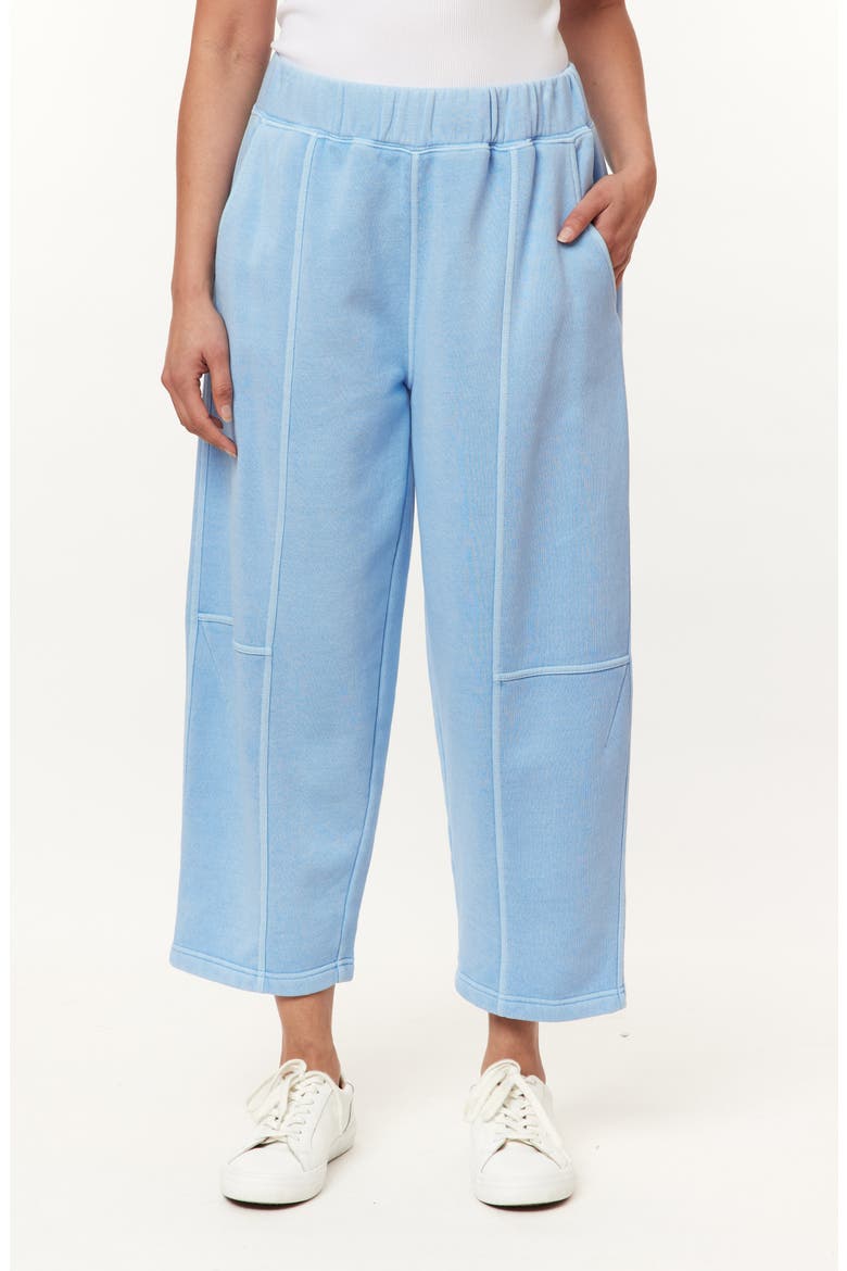 Raleigh Crop Barrel Leg Fleece Pants, Main, color, BLUE BELL