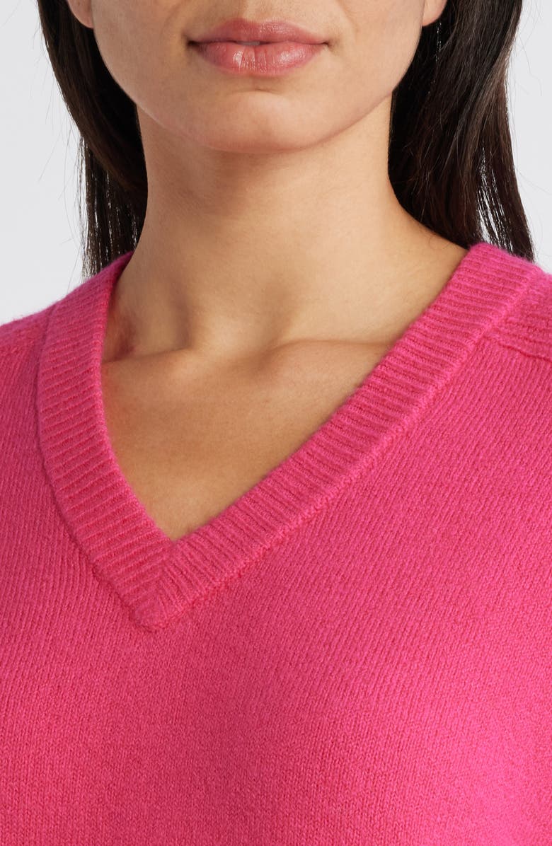 Caslon<sup>®</sup> V-Neck Sweater, Alternate, color, Pink Electric