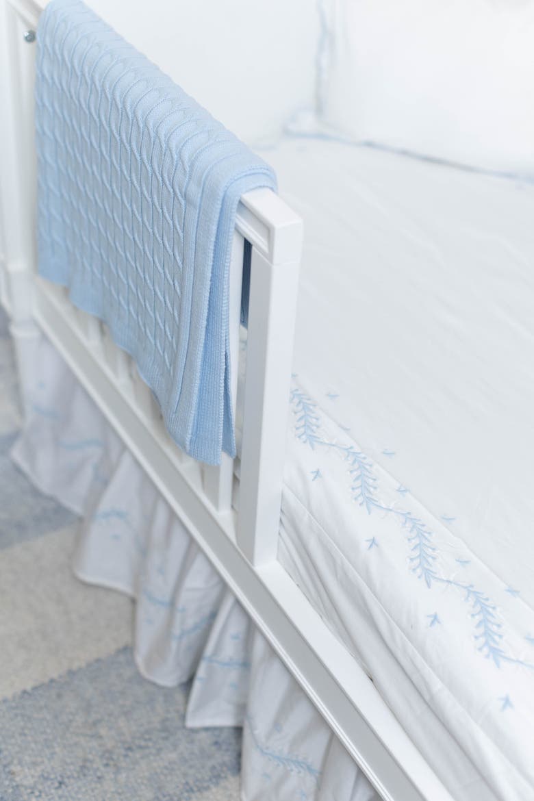 Kids' Embroidered Crib Sheet, Alternate, color, Sky