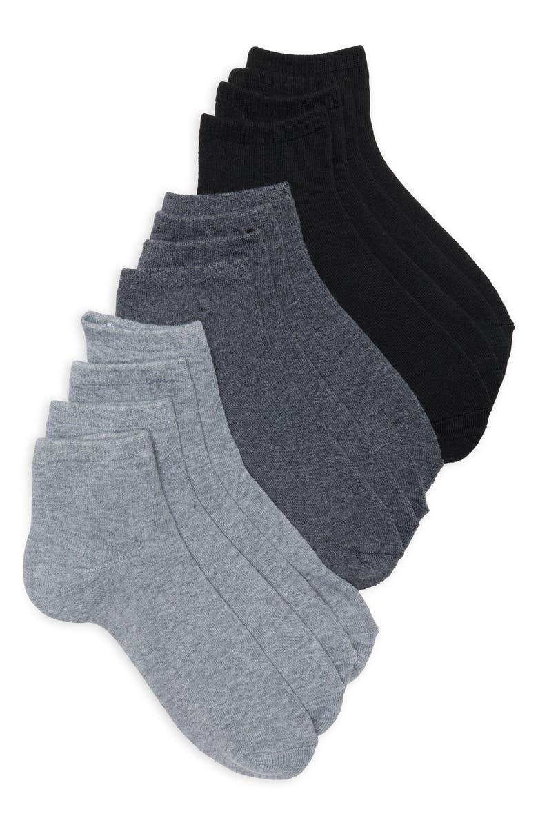 Lucky Brand 10-Pack Cushioned Quarter Socks, Main, color, Charcoal Heather