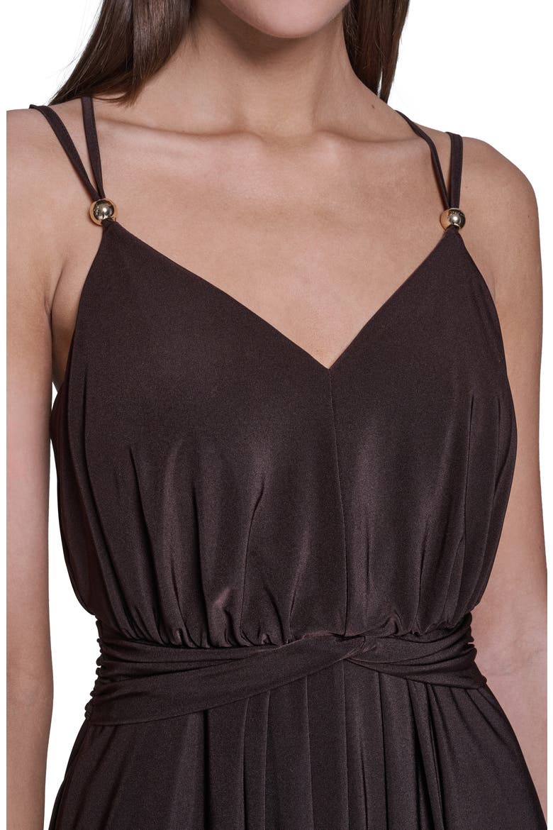 V-Neck Handkerchief Hem Dress, Alternate, color, DARK BROWN