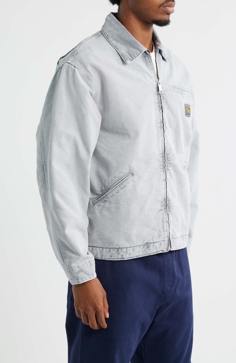 Carhartt Work In Progress OG Detroit Organic Cotton Canvas Jacket, Alternate, color, Black / Black Chalk Wash