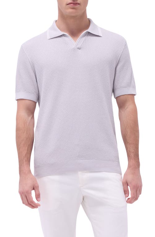 Bugatchi Tipped Johnny Collar Short Sleeve Sweater In Platinum