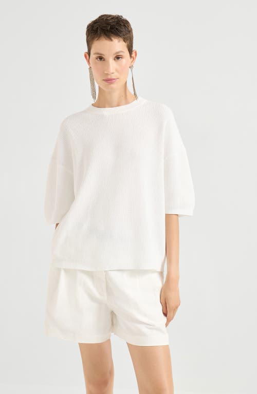 Brunello Cucinelli English Rib Knit Sweater In Neutral