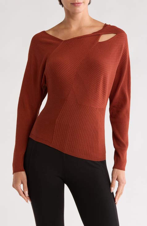 Asymmetric Sunburst Rib Sweater