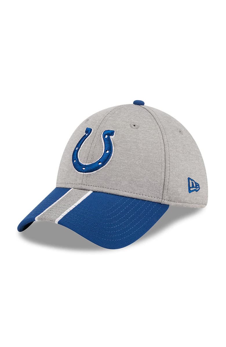 New Era Men's New Era Heather Gray/Royal Indianapolis Colts Striped 39THIRTY Flex Hat, Main, color, 