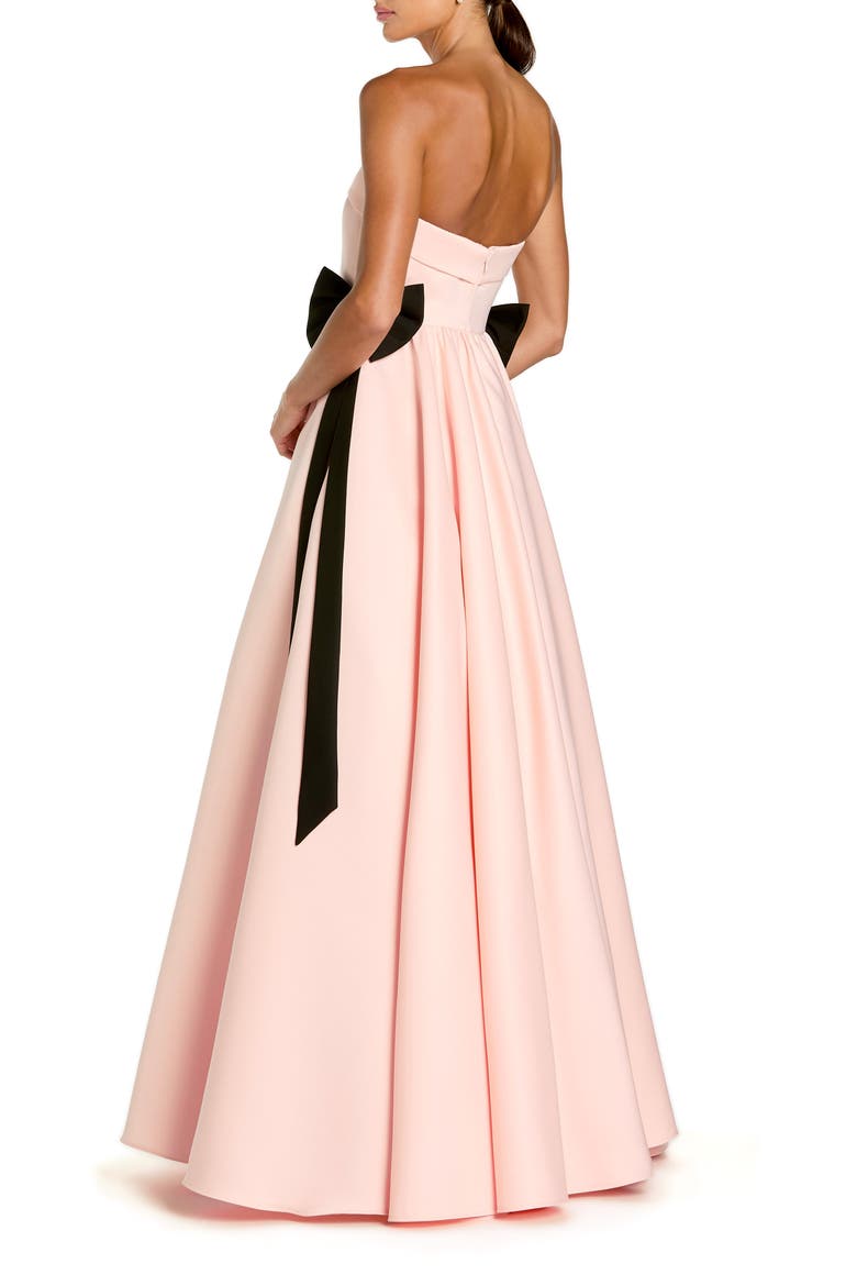 Satin Strapless Ball Gown With Bow Details, Alternate, color, Blush