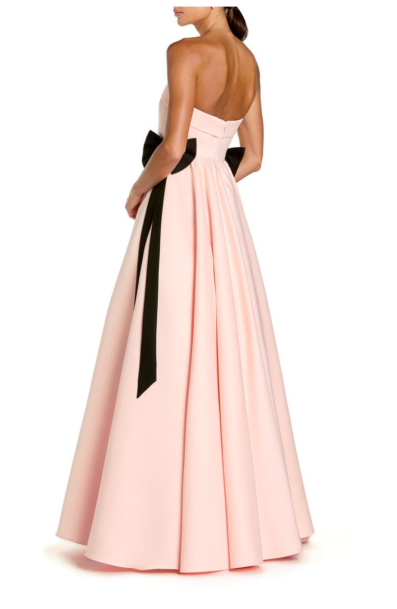 Mac Duggal Satin Strapless Ball Gown With Bow Details, Alternate, color, Blush