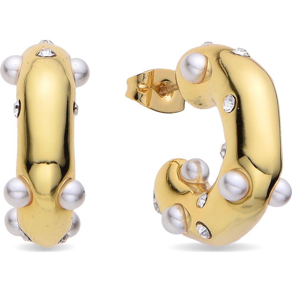 Eye Candy Los Angeles Lila Faux Pearl Hoop Earrings