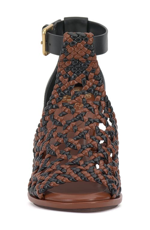 Vince Camuto Frasper Woven Ankle Strap Sandal In Whiskey Black