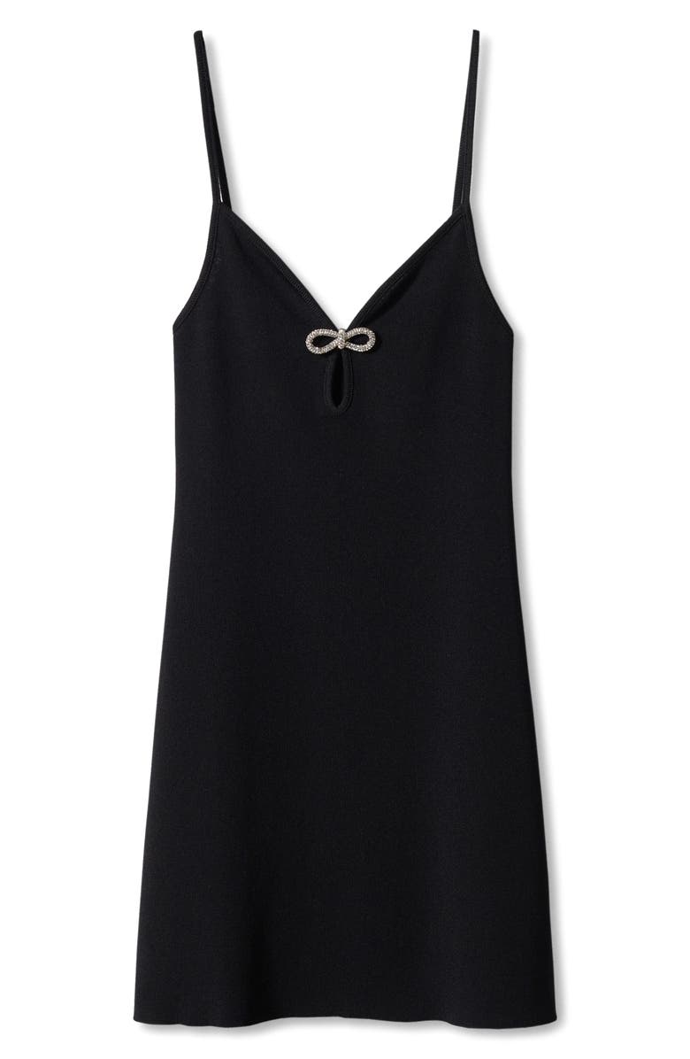 MANGO Crystal Bow Knit Minidress, Main, color, 