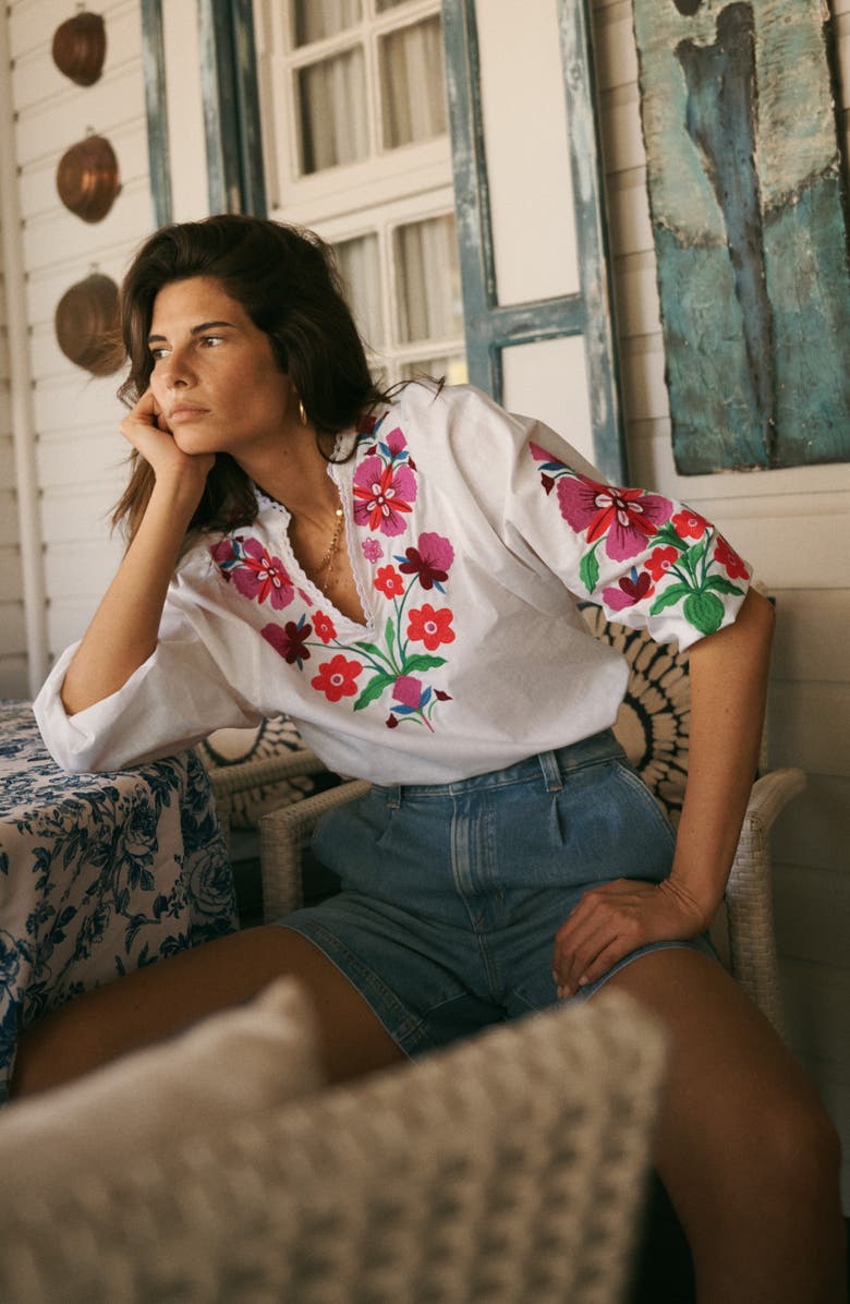 Boden Embroidered Floral Dolman Sleeve Top, Alternate, color, Placement Floral Embroidery