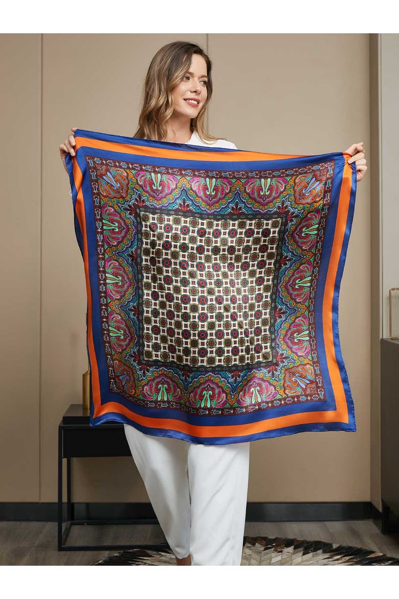 Pure Silk Bohemian Square Scarf, Alternate, color, Multi