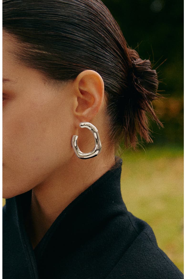 Root Hoop Earrings, Alternate, color, Silver