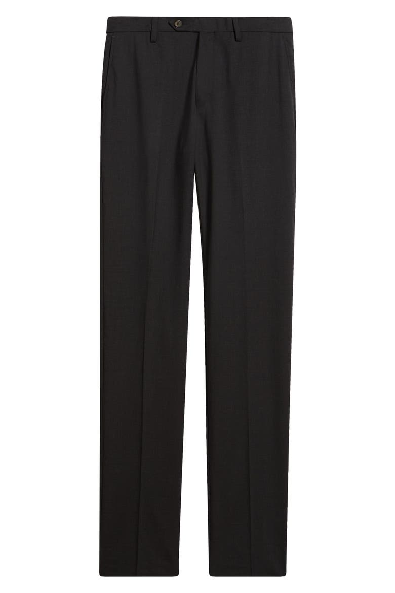 Flat Front Tropical Weight Stretch Wool Dress Pants, Main, color, CHARCOAL