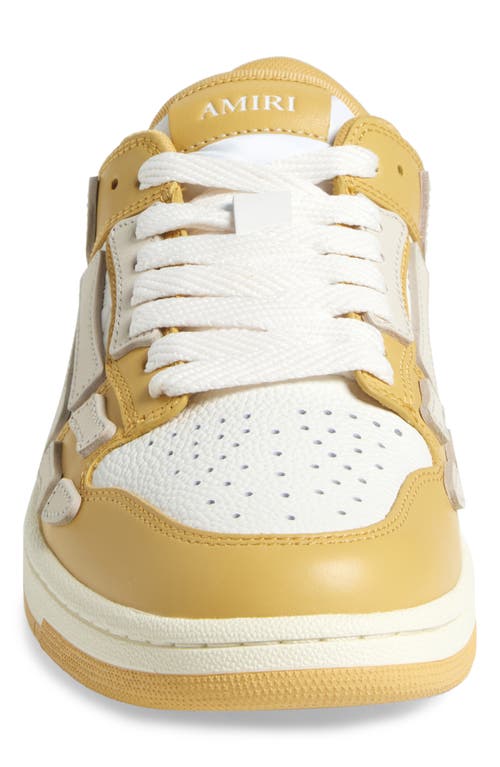 Amiri Yellow Debossed Ma Quad Skel Top Low Sneakers In Champagne