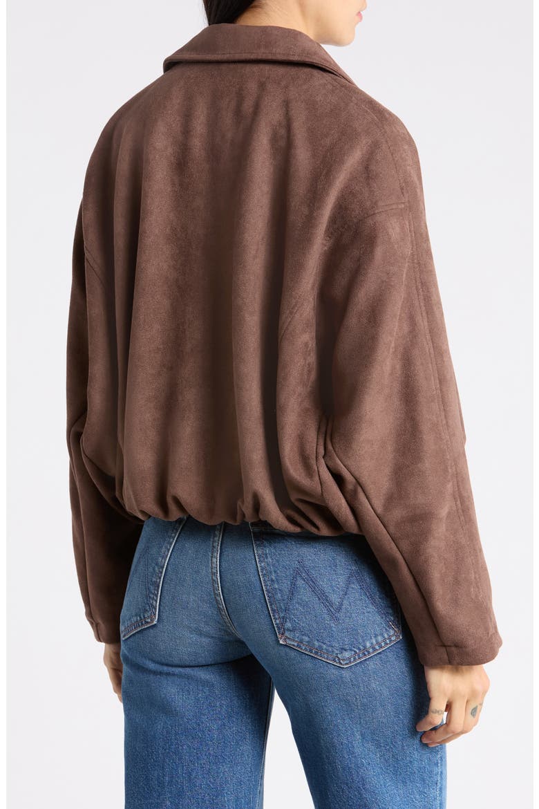 Soft Faux Suede Jacket, Alternate, color, DARK BROWN