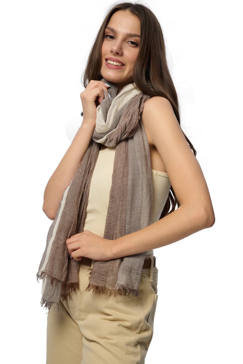 Stripe Print Scarf, Alternate, color, BROWN