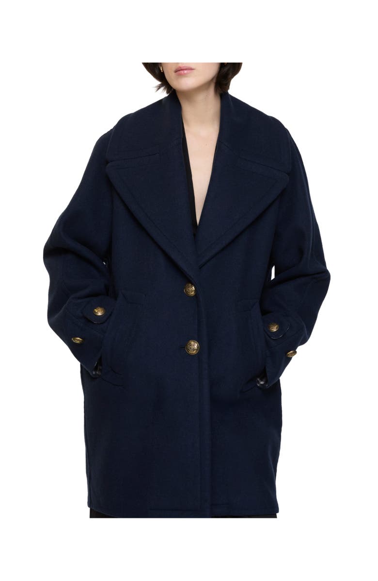 Burberry Wool Coat, Alternate, color, Pilot Blue