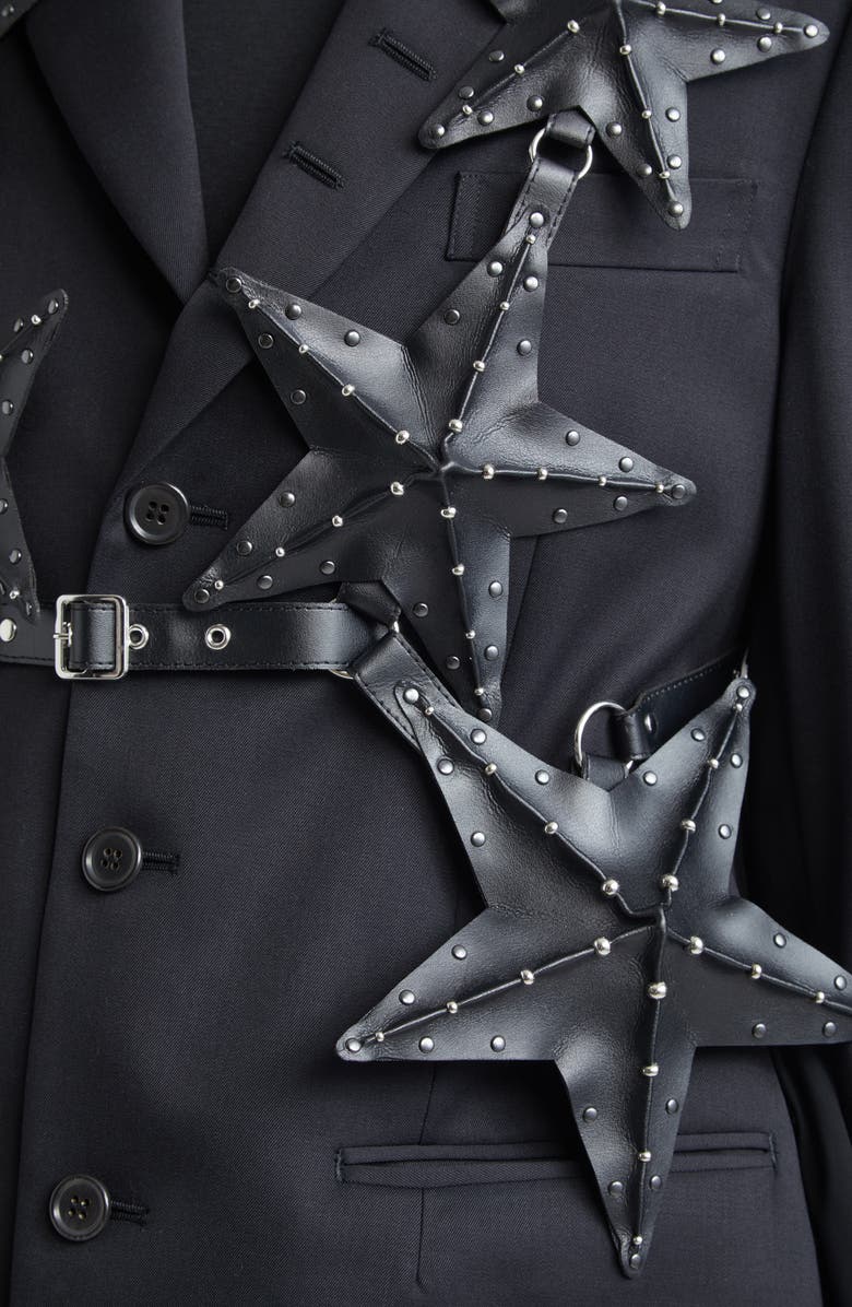 Noir Kei Ninomiya Studded Faux Leather Star Harness, Alternate, color, Black