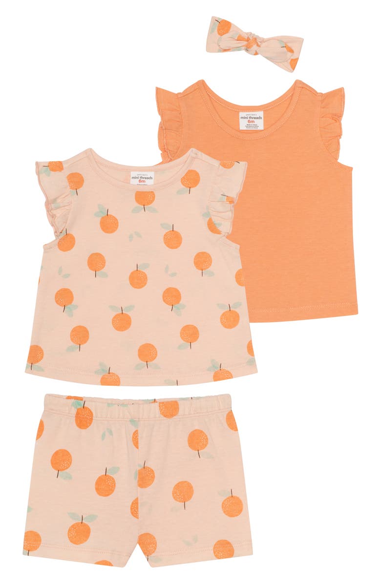 PL Baby by Petit Lem 4-Piece Orange Print Gift Set, Main, color, Oranges
