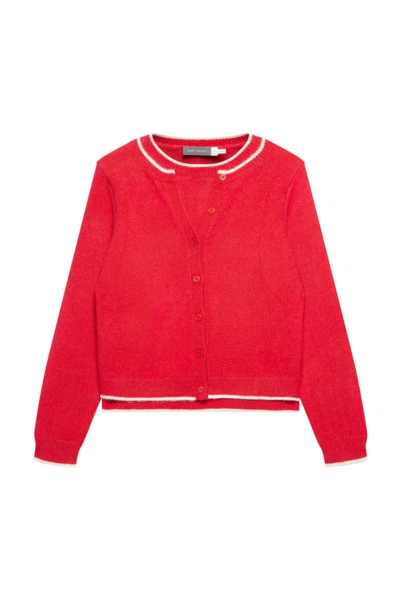 Layered Tipped Knit Cardigan, Alternate, color, Red