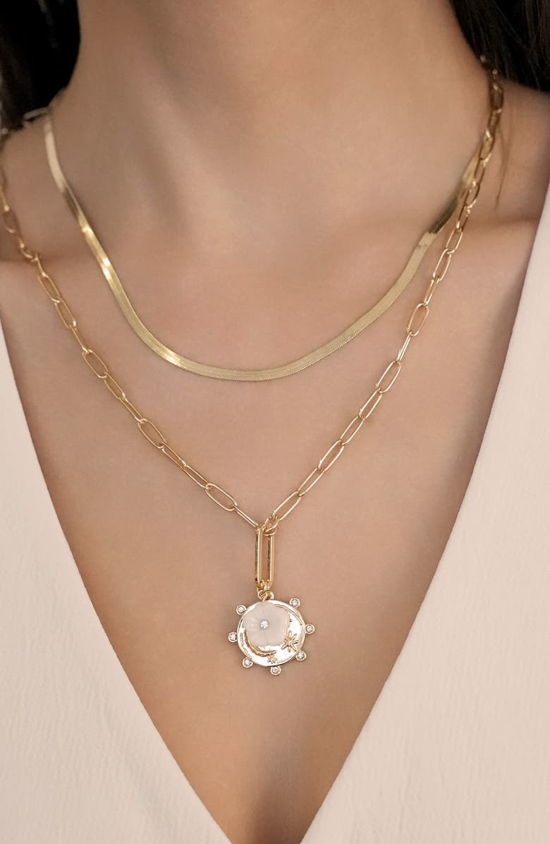 Ettika Celestial Layered Chain Pendant Necklace, Alternate, color, Gold
