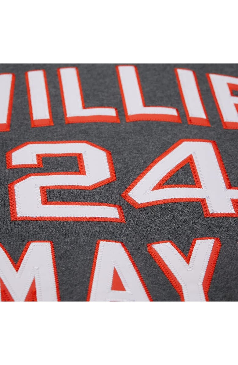 Mitchell & Ness Men's Mitchell & Ness Willie Mays Heather Charcoal San Francisco Giants Legends Collection Vintage Logo Name & Number Fleece Pullover Sweatshirt, Alternate, color, Heather Charcoal