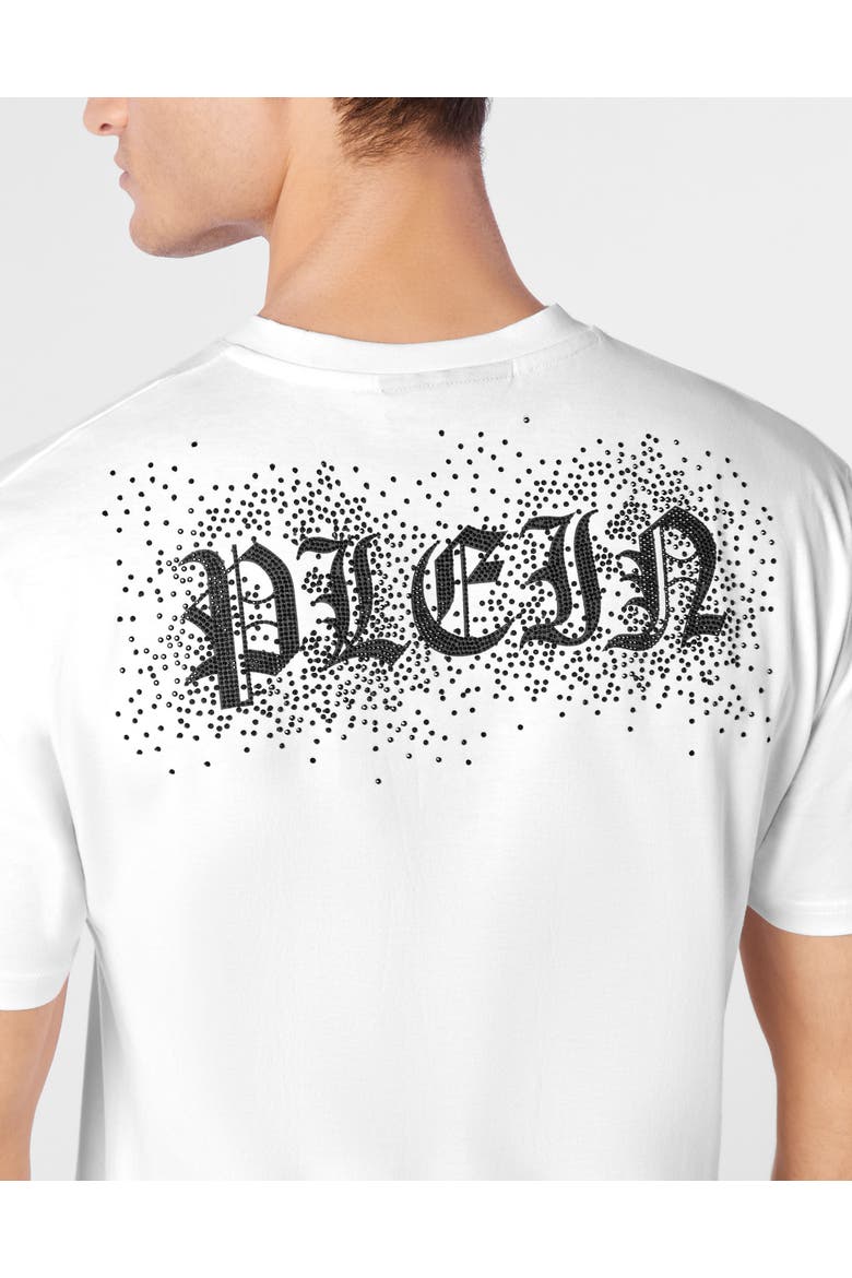T-Shirt Round Neck Ss Strass Gothic Plein Men, Alternate, color, white