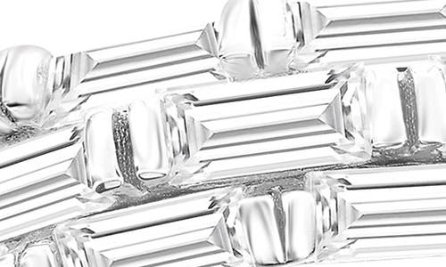 Suzy Levian Baguette Cubic Zirconia Triple Row Eternity Band Ring